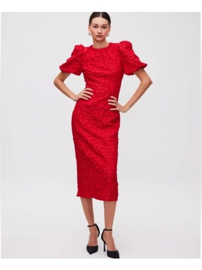 Mioh Concert Red Backless Midi Dress, L
